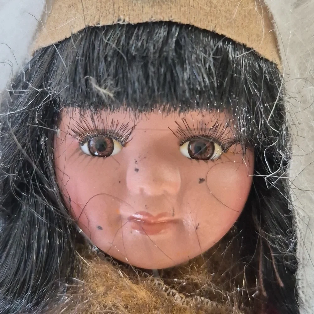 Vintage Native American Indian Porcelain Shoe Cloth Body  Moccasin Doll 6